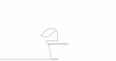 Kendi kendine çizim çizimi animasyonu Ev çiçeği bitkisi saksıda sürekli tek bir çizgi çizilmiş konsept video