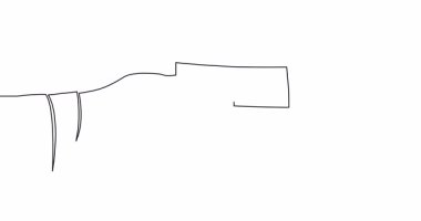 Kendi kendine çizim çizen animasyon El, elinde para tutuyor. Para yatırımları. Para sürekli olarak tek bir çizgi çizilmiş konsept video verir