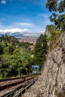 The ascent to Bogota.s tutelary hill of more than 3150 meters high, which takes its name from the Catalan devotion to the Morena Virgin of Monserrate, was for more than 3 centuries a tough test of faith. In 1929, the funicular was inaugurated, facili clipart