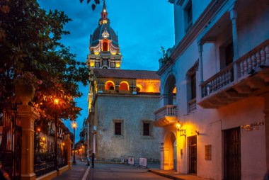 Cathedral BASILICA METROPOLİTAN Santa CATALINA DE ALEJANDRIA, CARTAGENA COLOMBIA, 20 Şubat 2024. Katolik kilisesinin Kolombiya katedrali. Şehrin tarihi merkezinde yer almaktadır..