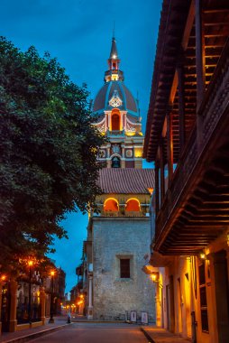 Cathedral BASILICA METROPOLİTAN Santa CATALINA DE ALEJANDRIA, CARTAGENA COLOMBIA, 20 Şubat 2024. Katolik kilisesinin Kolombiya katedrali. Şehrin tarihi merkezinde yer almaktadır..