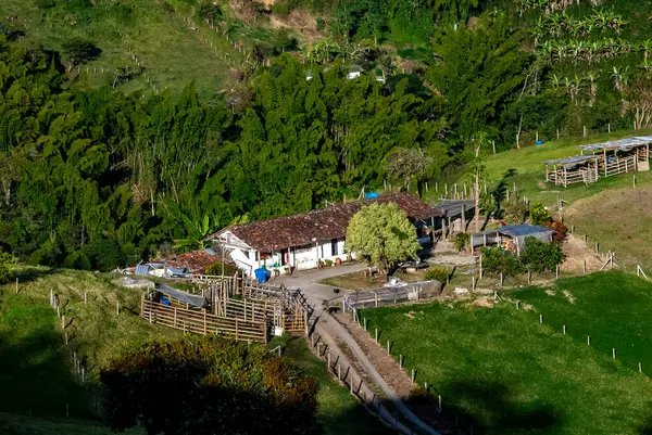 RURAL AREA _ CALDAS _ COLOMBIA _ Kahve Kültür Peyzajı 'nın kökleri İspanyol sömürge mimarisine dayanır ve İspanyol öncesi konutlarda ortak malzemelerin kullanımında ifade edilir..