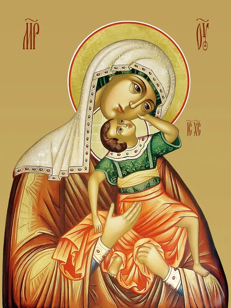 Tanrının Annesi Nin Ortodoks Simgesi Vzygranie Mladentsa — Stok fotoğraf