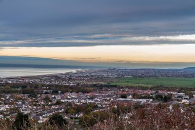 Evening View over Abergele and North Wales Coast, United Kingdom, Copy Space at top.