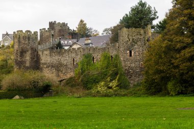 South side of Conwy with medieval town walls. Part of the UNESCO World Heritage Site, Wales, UK.