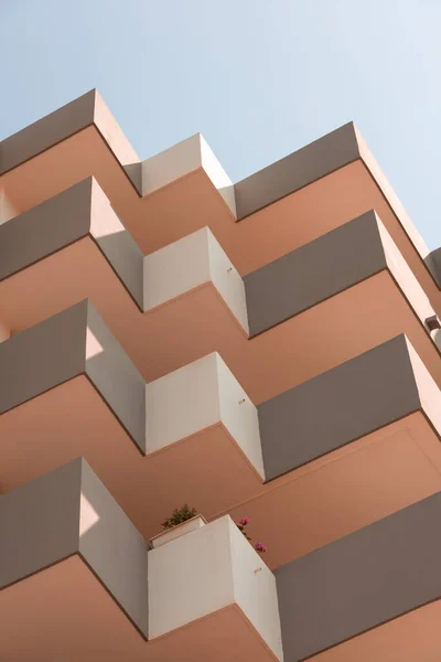 Arquitetura Modernista Ibiza Espanha Edifícios Concreto Pintados Cores Suaves Com — Fotografia de Stock