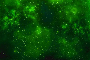 Green powder with a hazy effect. Fluorescent cosmic dust clipart