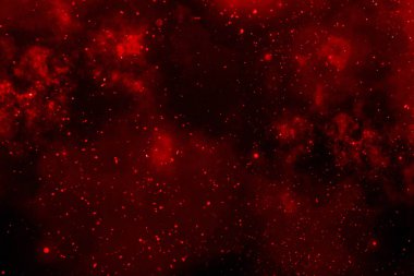 Red nebula background with cosmic dust and stars. clipart