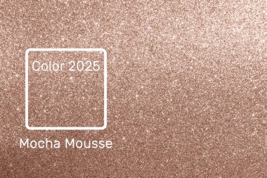 Soyut kahverengi bokeh arkaplan, bulanık kıvılcımlar. 2025 Yıllık Mocha Mousse 'un Rengi.