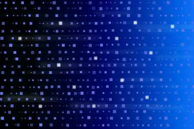 Büyüleyici mavi dijital arkaplanda aydınlatılmış karelerin dinamik düzeni