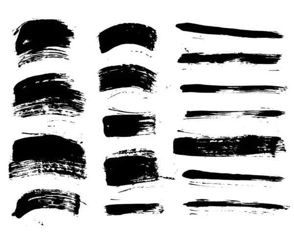 Kolekce Vektorů Tahů Štětcem Izolované Malované Prvky Suchá Textura Štětce — Stockový vektor