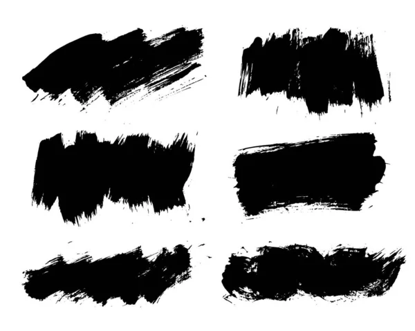 Brush Strokes Vector Collection Isolated Painted Elements Dry Brush Texture — Stock Vector