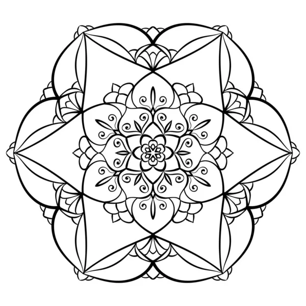 Pagina Colorare Mandala Fiore Semplice Forma Floreale Simmetrica Una Colorazione — Vettoriale Stock