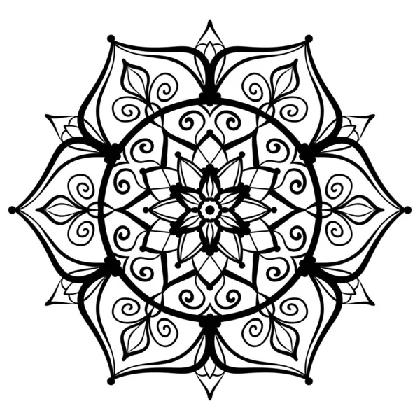 Flower Mandala Coloring Page Simple Symmetrical Floral Shape Mindful Coloring — Vetor de Stock