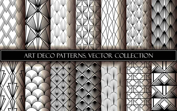 Art Déco Fonds Écran Collection Motifs Sans Couture Dans Style — Image vectorielle
