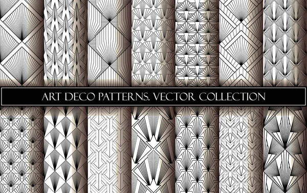 Art Deco Wallpapers Collectie Naadloze Patronen Brullende Twintiger Jaren Stijl — Stockvector