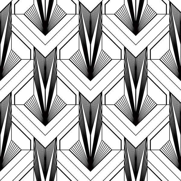 Art Deco Tapete Vorhanden Nahtloses Schwarz Weiß Muster Stil Der — Stockvektor