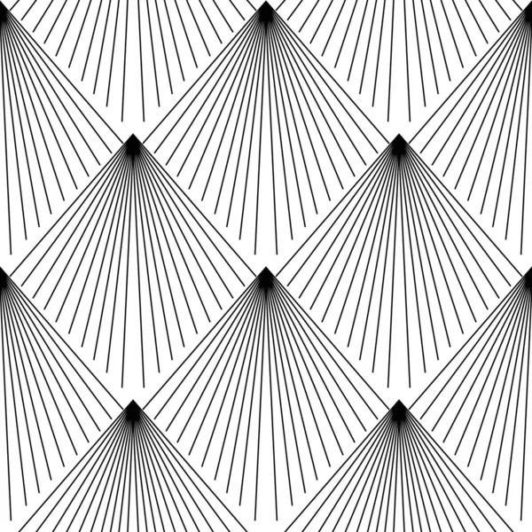 アール デコの壁紙 20代のスタイルを轟音で黒と白のシームレスなパターン インテリアデザインのためのラインアートデコの背景 — ストックベクタ