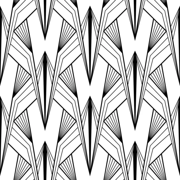 Art Deco Wallpaper Zwart Wit Naadloos Patroon Brullende Twintiger Jaren — Stockvector