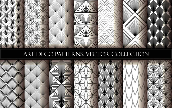 Coleção Art Deco Wallpapers Padrões Sem Costura Estilo Dos Anos — Vetor de Stock