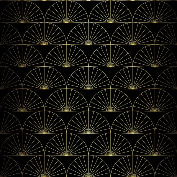 Art Deco Pattern Vector Background 1920S Style Gold Black Texture — Wektor stockowy