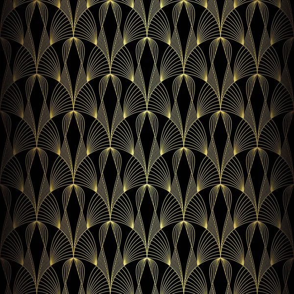 Art Deco Pattern Vector Background 1920S Style Gold Black Texture — Wektor stockowy
