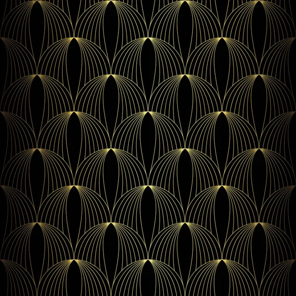 Art Deco Pattern Vector Background 1920S Style Gold Black Texture — 图库矢量图片