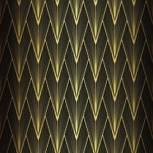 Art Deco Pattern Vector Background 1920S Style Gold Black Texture — стоковый вектор