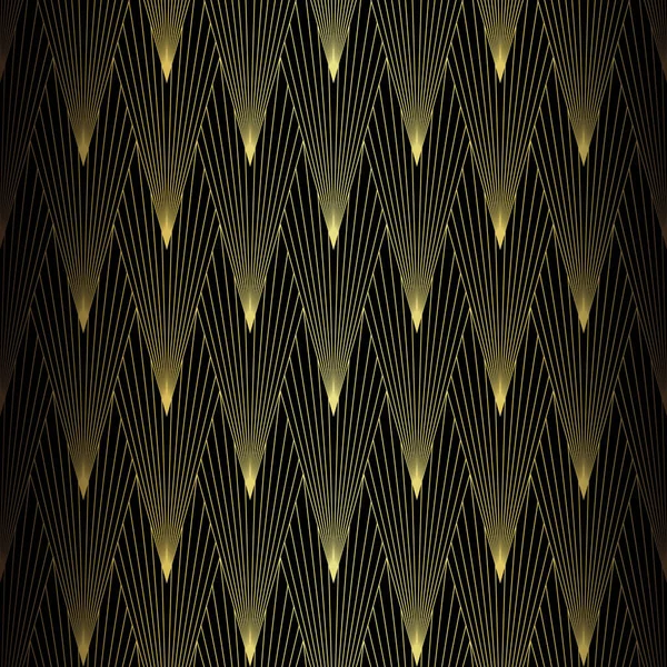 Art Deco Pattern Vector Background 1920S Style Gold Black Texture — Stockvector