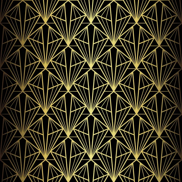 Art Deco Pattern Vector Background 1920S Style Gold Black Texture — Vetor de Stock