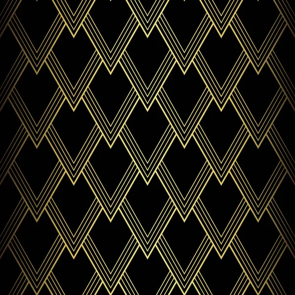 Art Deco Pattern Vector Background 1920S Style Gold Black Texture — Vettoriale Stock