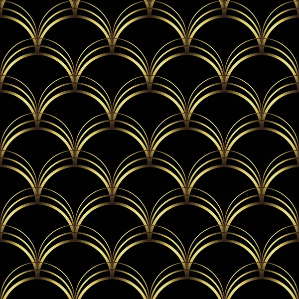 Art Deco Pattern Vector Background 1920S Style Gold Black Texture — 图库矢量图片
