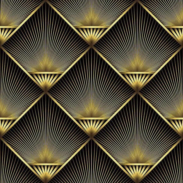 Art Deco Pattern Vector Background 1920S Style Gold Black Texture — 스톡 벡터