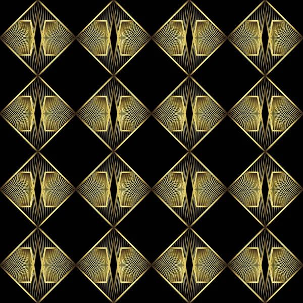 Art Deco Pattern Vector Background 1920S Style Gold Black Texture —  Vetores de Stock