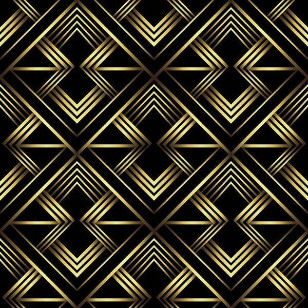 Art Deco Pattern Vector Background 1920S Style Gold Black Texture — Vetor de Stock