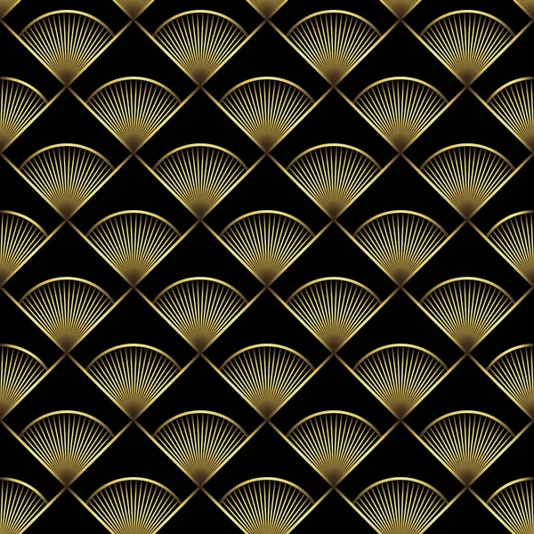 Art Deco Pattern Vector Background 1920S Style Gold Black Texture — Stockvektor