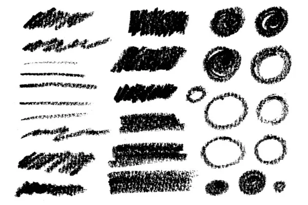 Kolekce Vektorů Tahů Štětcem Izolované Malované Prvky Suchá Textura Štětce — Stockový vektor