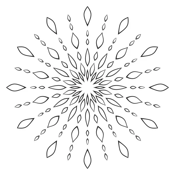 Flower Mandala Coloring Page Simple Symmetrical Floral Shape Mindful Coloring — 스톡 벡터