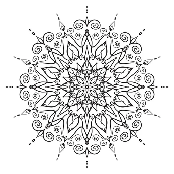 Flower Mandala Coloring Page Intricate Symmetrical Floral Shape Mindful Coloring — Stock Vector