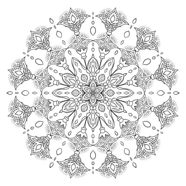 Çiçek Mandala Boyama Sayfası Düşünceli Renklendirme Için Karmaşık Simetrik Çiçek — Stok Vektör