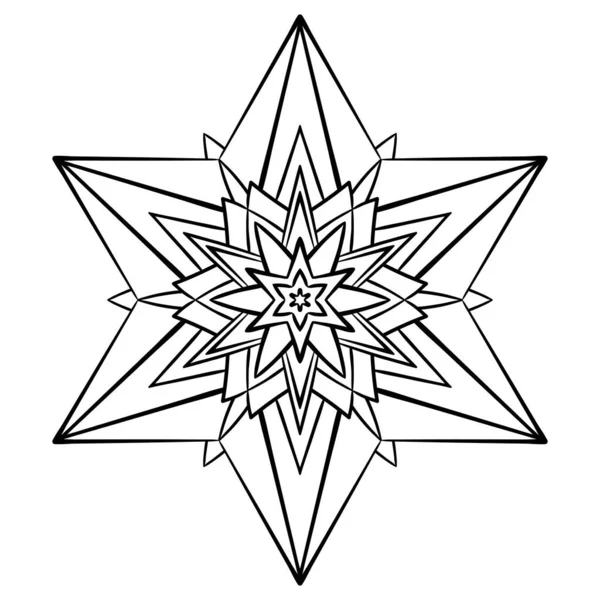 Star Mandala Malseite Einfache Symmetrische Sternenform Für Eine Achtsame Farbgebung — Stockvektor