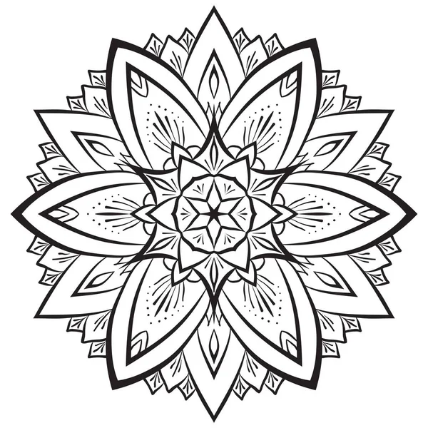 Flower Mandala Coloring Page Simple Symmetrical Floral Shape Mindful Coloring — Stockový vektor
