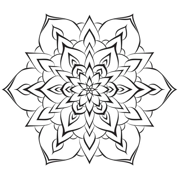 Flower Mandala Coloring Page Simple Symmetrical Floral Shape Mindful Coloring — Stok Vektör