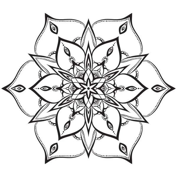 Flower Mandala Coloring Page Simple Symmetrical Floral Shape Mindful Coloring — Archivo Imágenes Vectoriales