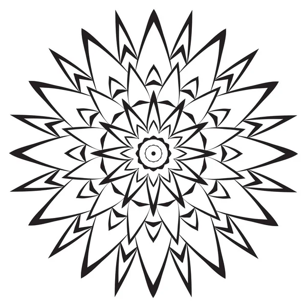 花曼荼羅彩色ページ 意識的な着色のためのシンプルな対称の花の形 白地に黒の輪郭 — ストックベクタ