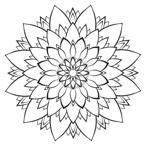 Flower Mandala Coloring Page Simple Symmetrical Floral Shape Mindful Coloring — Stockvektor