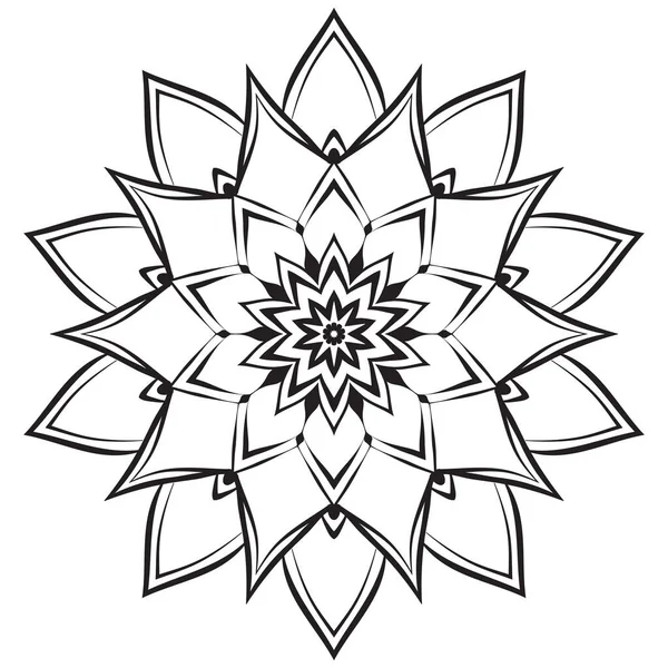 Flower Mandala Coloring Page Simple Symmetrical Floral Shape Mindful Coloring — Stockový vektor