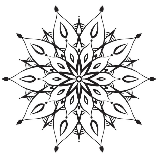 Flower Mandala Coloring Page Simple Symmetrical Floral Shape Mindful Coloring — Stockvektor