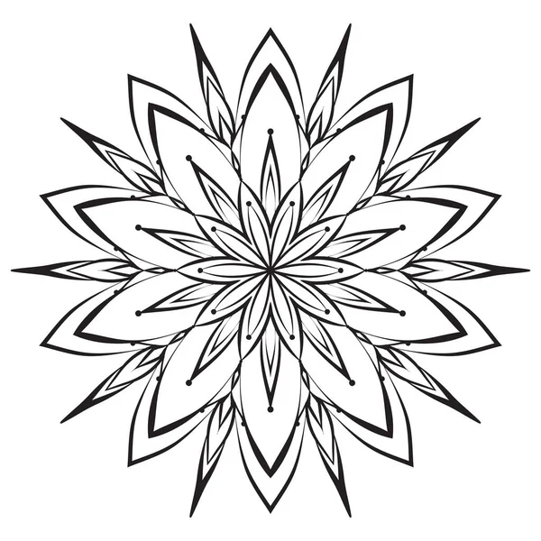 Flower Mandala Coloring Page Simple Symmetrical Floral Shape Mindful Coloring — Stock Vector