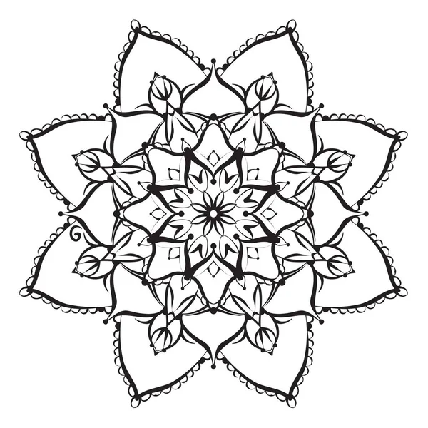 Coloriage Mandala Fleur Forme Florale Symétrique Complexe Pour Une Coloration — Image vectorielle